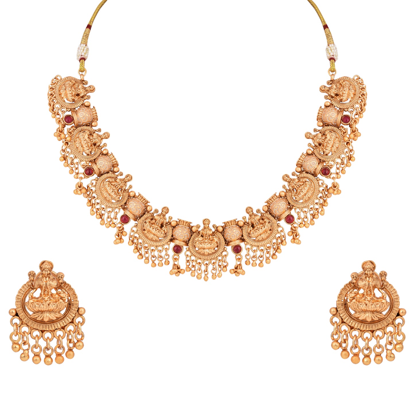 Traditional Temple Jewellery Set with Ghungroo Drops