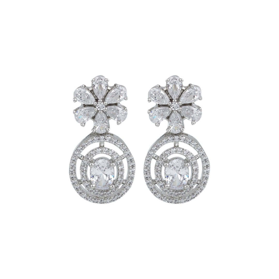 Rose Gold plated Flower Oval drop Earring