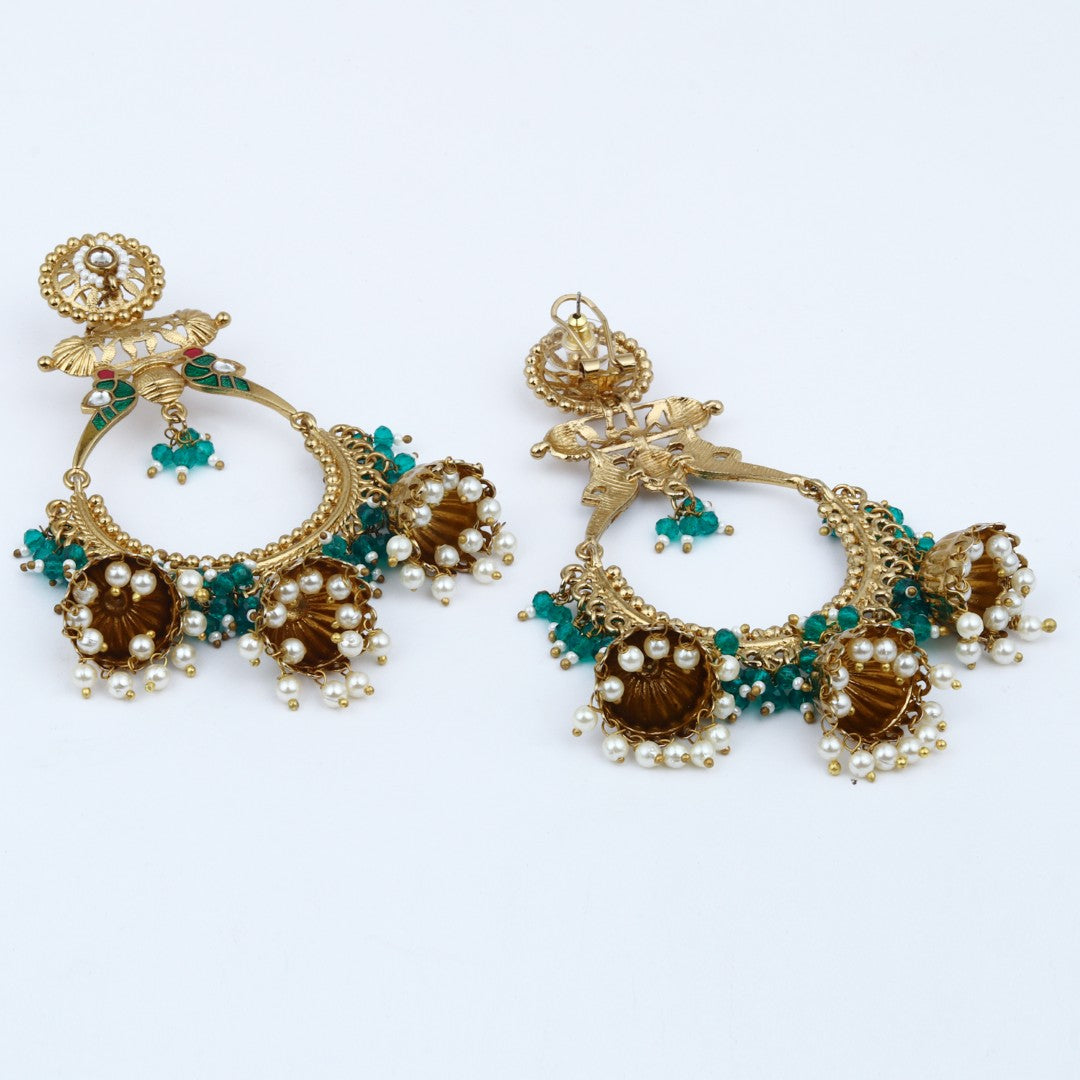 Mrinmayi Peacock Inspired Chandbali Earrings