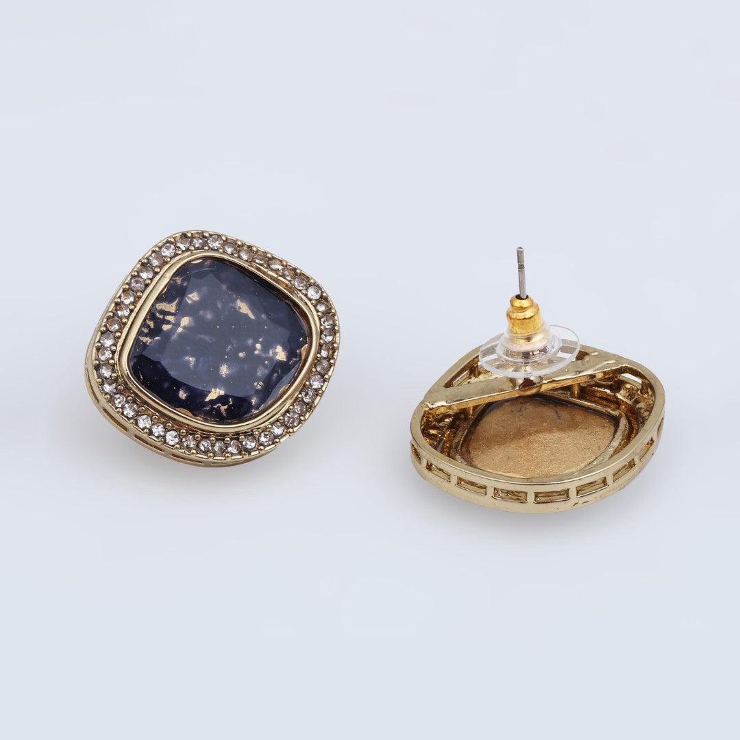 Heritage-Inspired Stone Stud Earrings - Blue