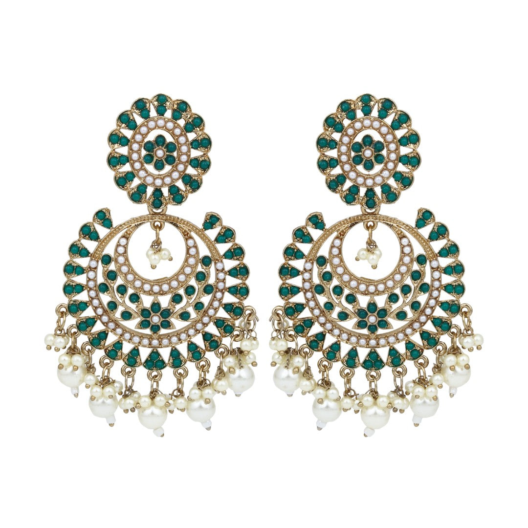 Circular Contemporary Chandbali - Green