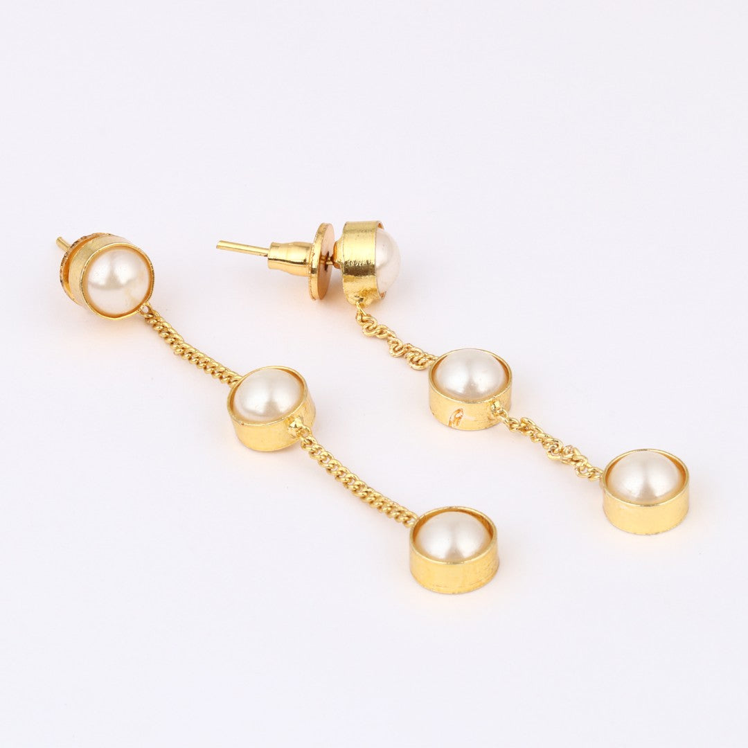 Gold plated pearl Drop Earring