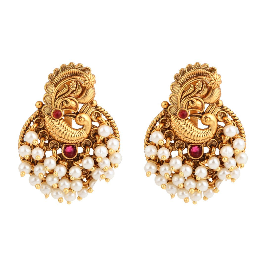 Peacock Pearl Stud Earrings