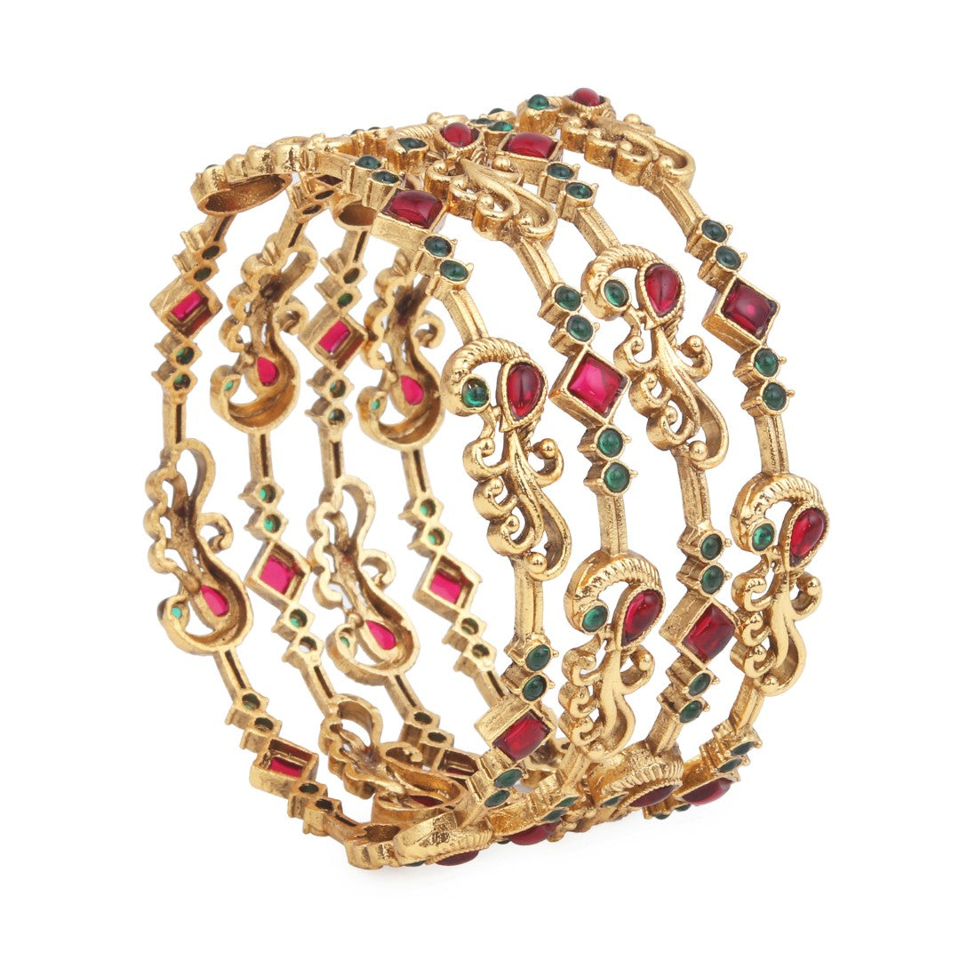 Antique Gold Set of 4 Bangles