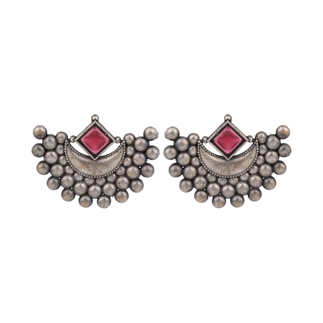 Crescent moon Studs Green Red