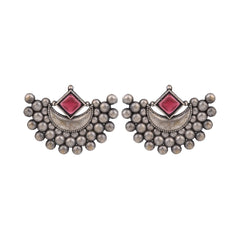 Crescent moon Studs Green Red