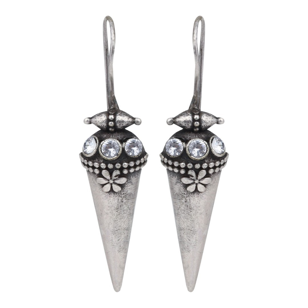 Oxidized Cone Drop Hook Earrings