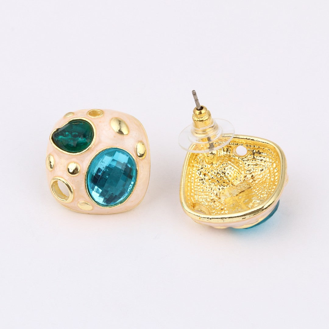 Enamelled Multi coloured Stud  earriing
