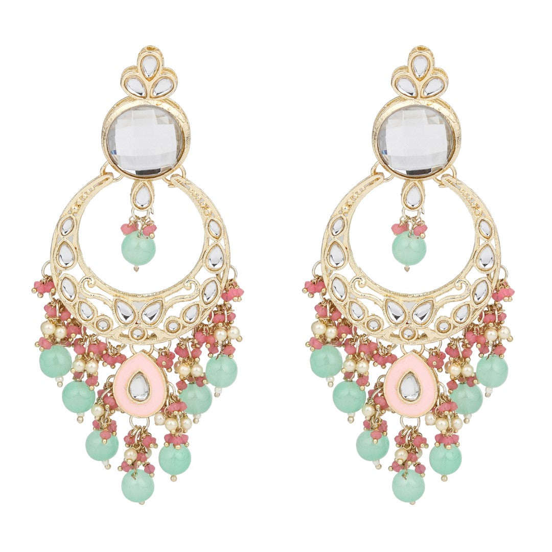 Kundan Pearl Chandbali Earrings Multi