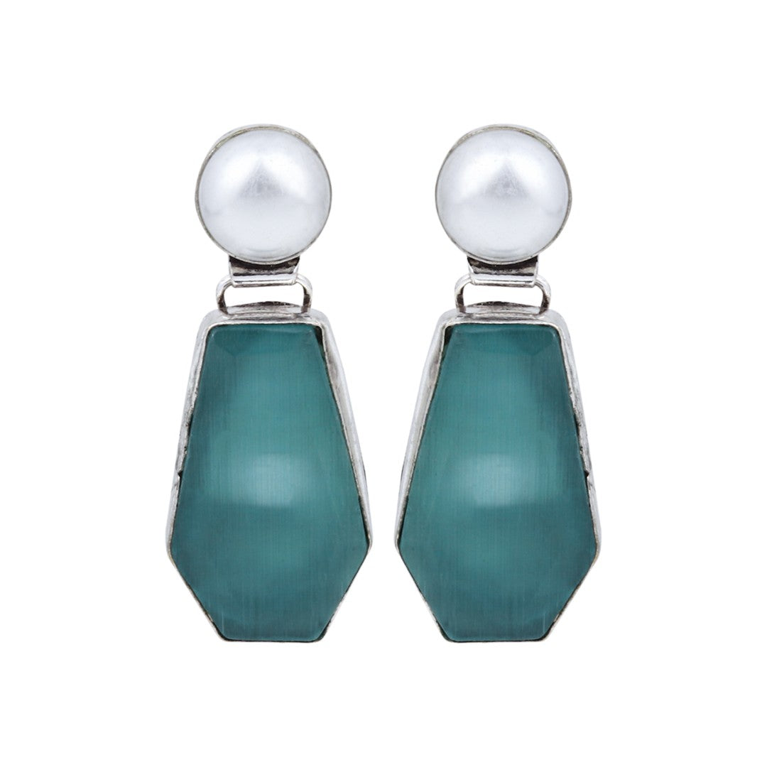 Women Silver-Plated Contemporary Drop Earrings - Blue