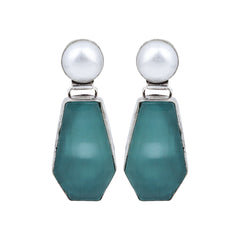 Women Silver-Plated Contemporary Drop Earrings - Blue