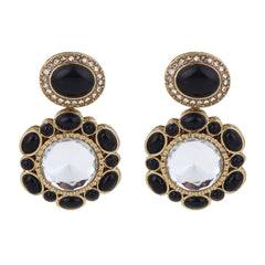 Statement earrings featuring a bold circular design with a vintage finish Black