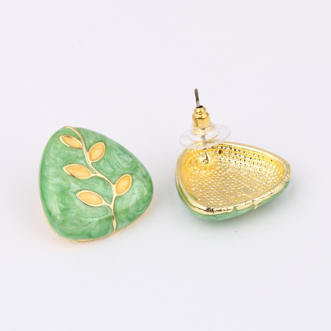 Enamelled Studs earring Green