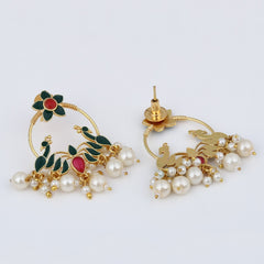 Gold-Plated Chandbali Earrings with AD Stones & Meenakari