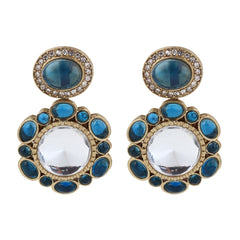 Statement earrings featuring a bold circular design with a vintage finish Blue