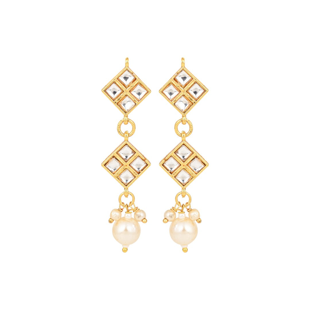 Elegant Gold  & White Kundan Necklace Set