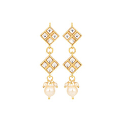 Elegant Gold  & White Kundan Necklace Set