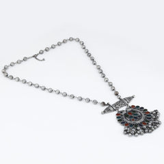 Silver Oxidised Finish Meenakari Jewellery Set for Navratri