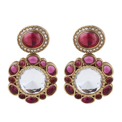 Statement earrings featuring a bold circular design with a vintage finish Wine