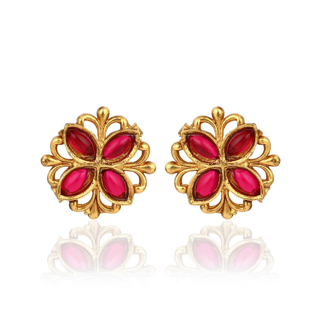 Gold plated floral Necklace set - Multi
