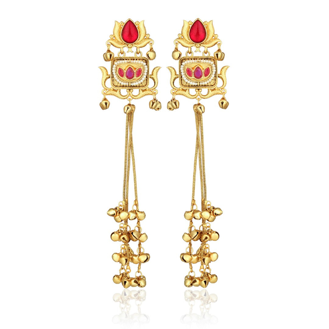 Ruby Lotus Drop Earrings