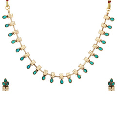 Gold Plated Delicate Necklace Set Green