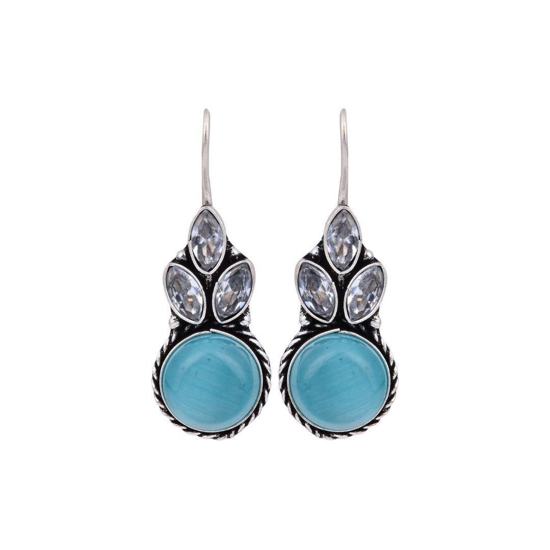 Contemporary Geometric drop earring Blue