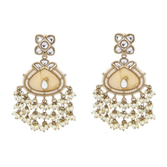 Contemporary kundan, MOP & Meenakari chandbali Earring