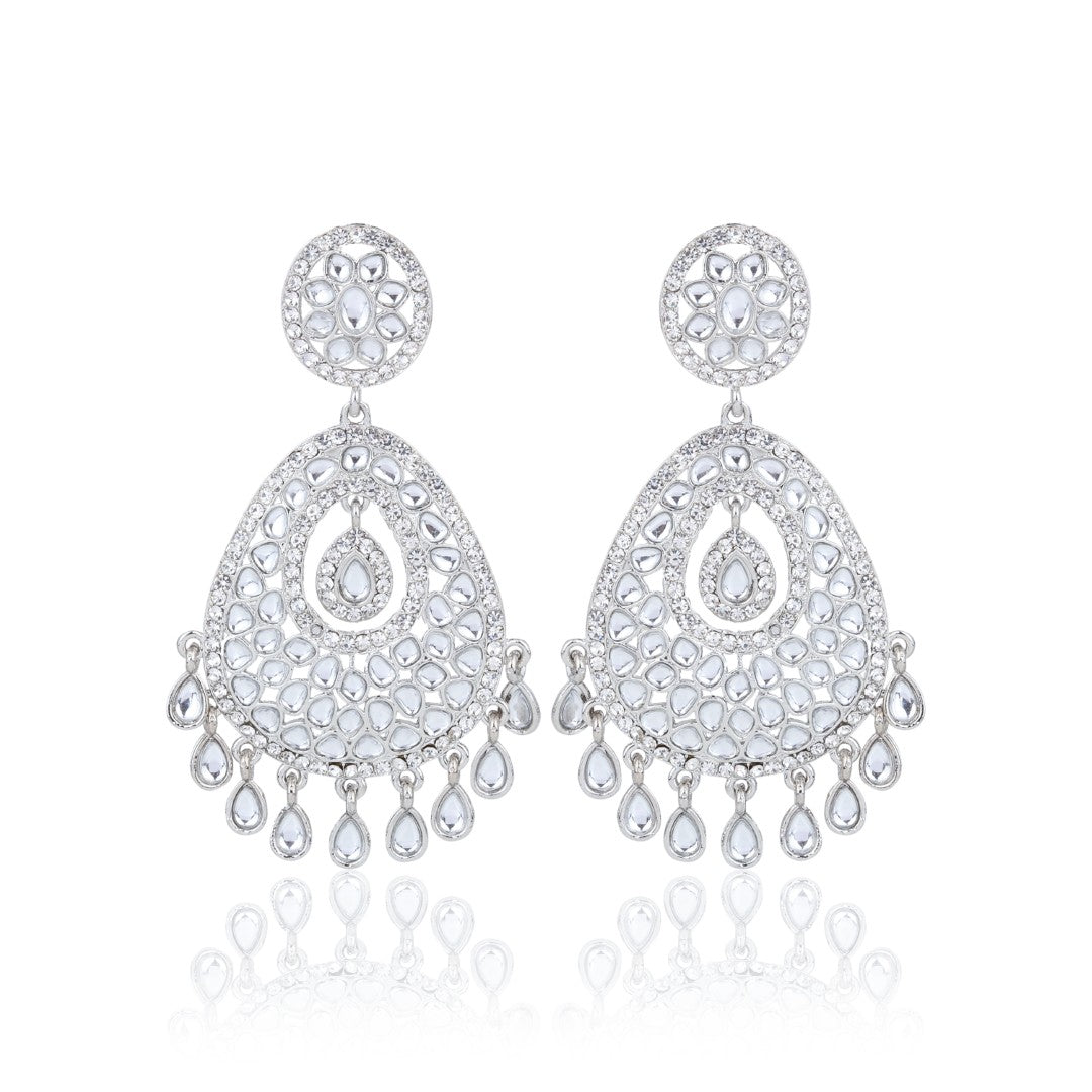 Silver plated kundan chandbali Earring