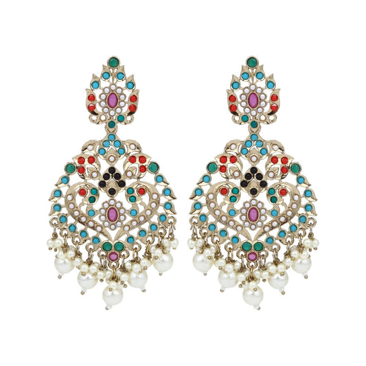 Pan shaped Contemporary Chandbali - Multi