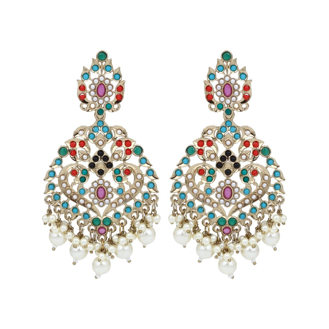 Pan shaped Contemporary Chandbali - Multi
