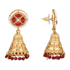 Gold plated, Brass Necklace & Earring Set - Red