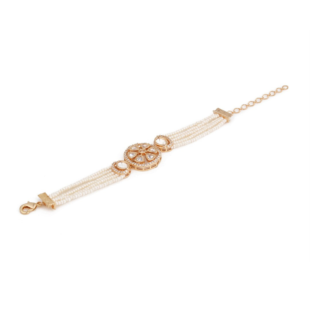 Elegant Gold-Tone Multi-Strand Crystal Bracelet