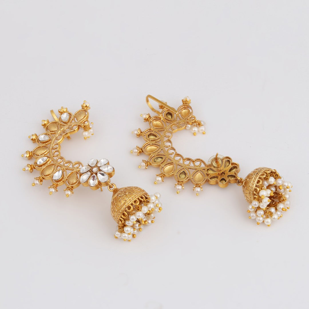 Gold-Tone Earcuffs with Jhumka