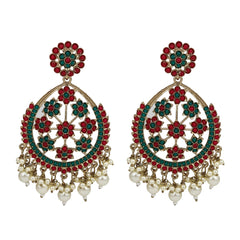 Gold-Plated Floral Motif Earrings Multi