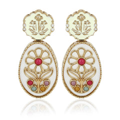 MOP Meenakari Floral Drop Earrings - Multi