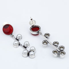 Red Stone & pearl drop Earring