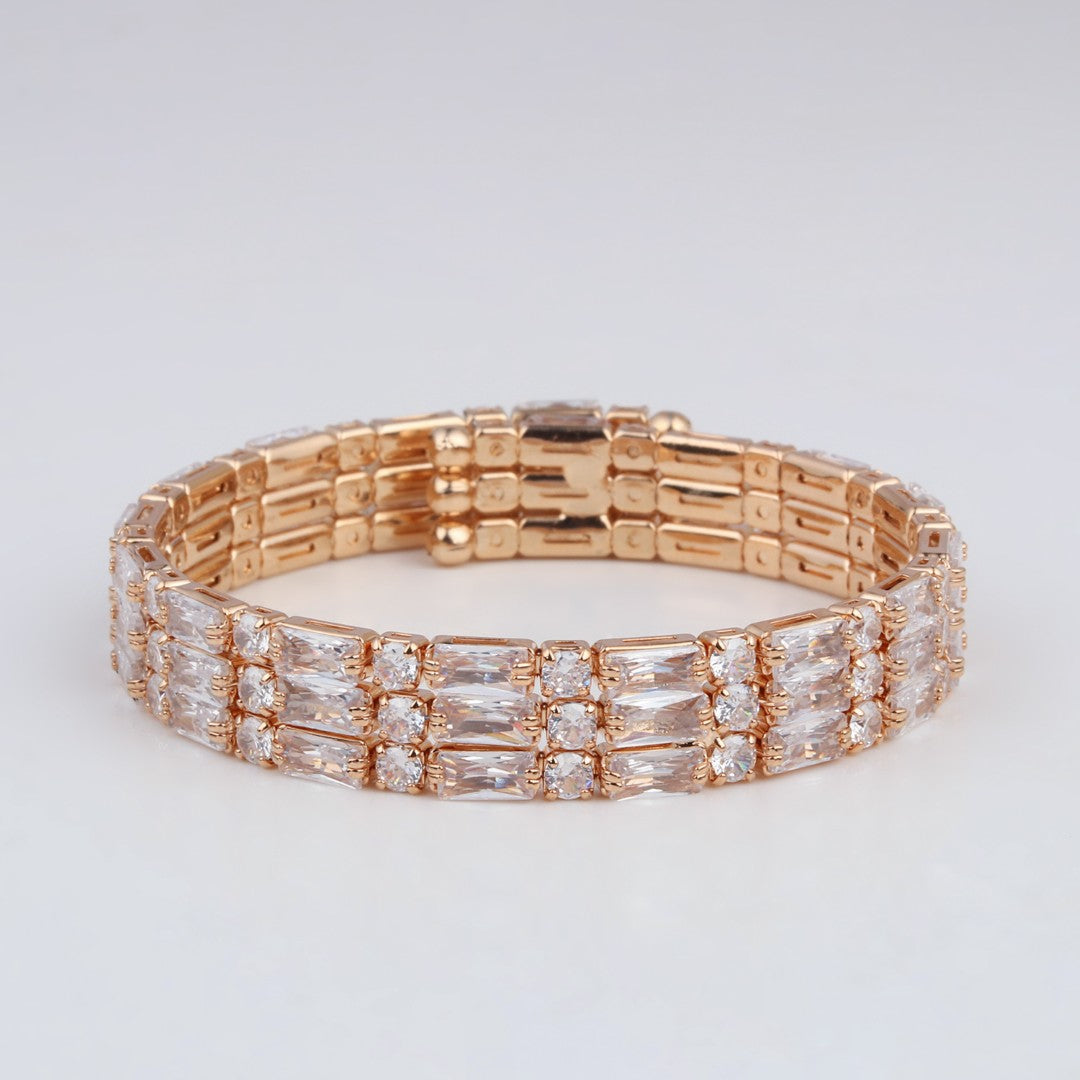 Rose Gold-Tone CZ Tennis Bracelet Bangle
