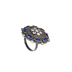 Blue Ad stone adjustable Circular ring