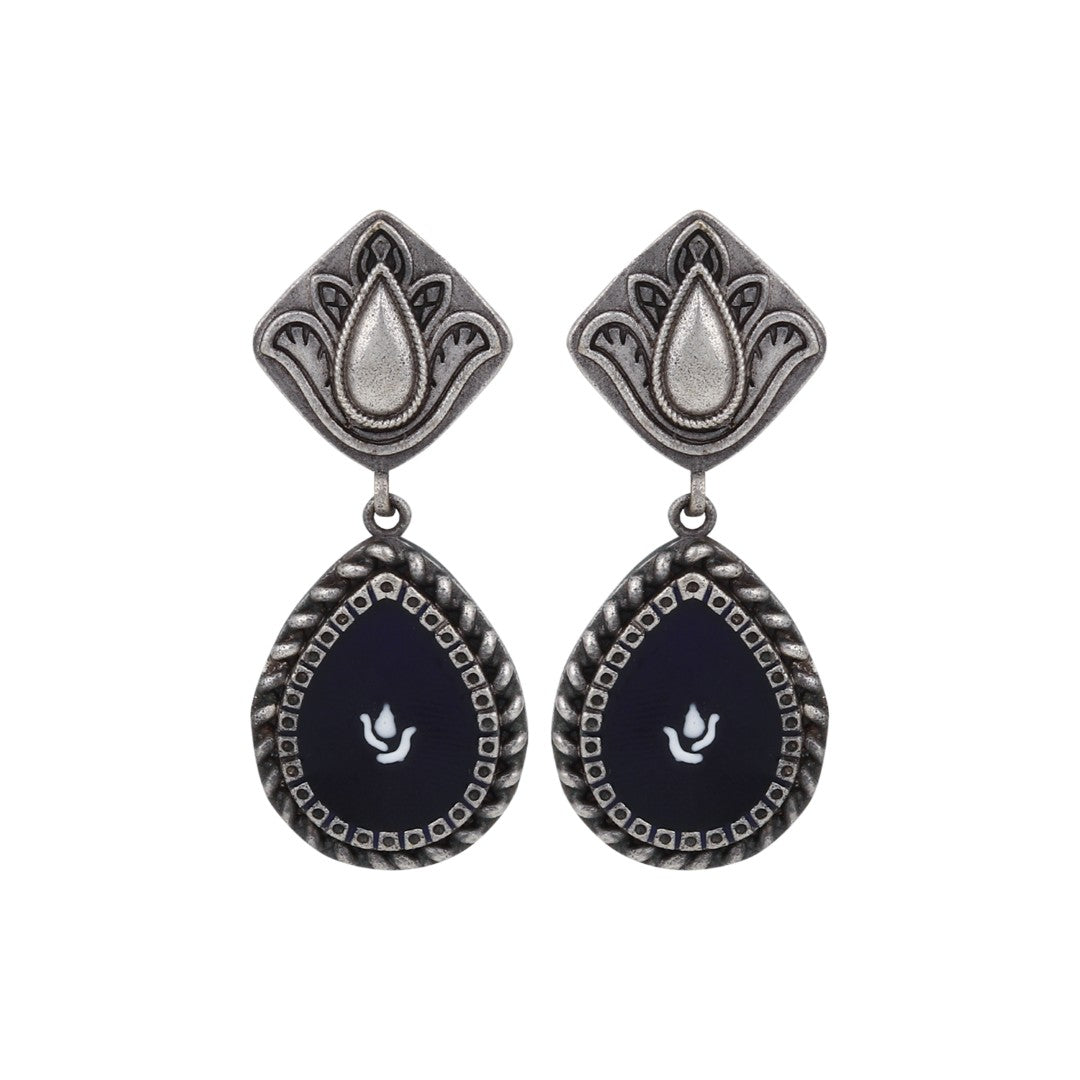 Hand-Painted Drop Earrings Blue