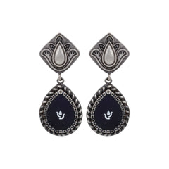 Hand-Painted Drop Earrings Blue