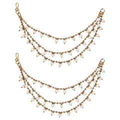 Gold Plated Ear chains small beads-1