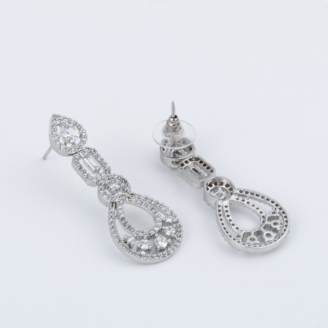 Rhodium-Plated Teardrop Earrings