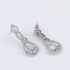 Rhodium-Plated Teardrop Earrings