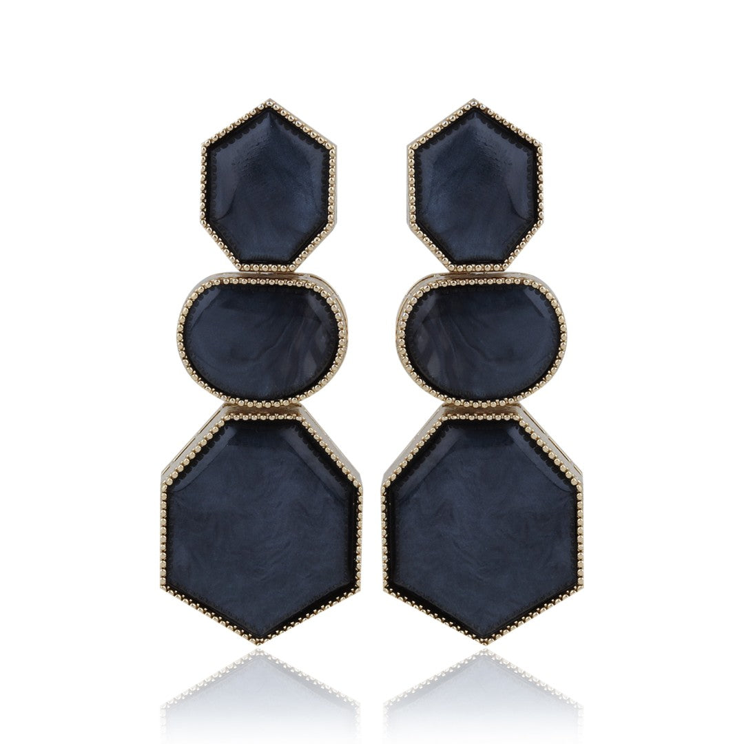 Geometric Statement Drop Earrings Black