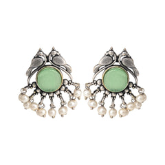 Silver plated bird studs Green