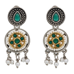Stones & beads Circular Drop Earring - green