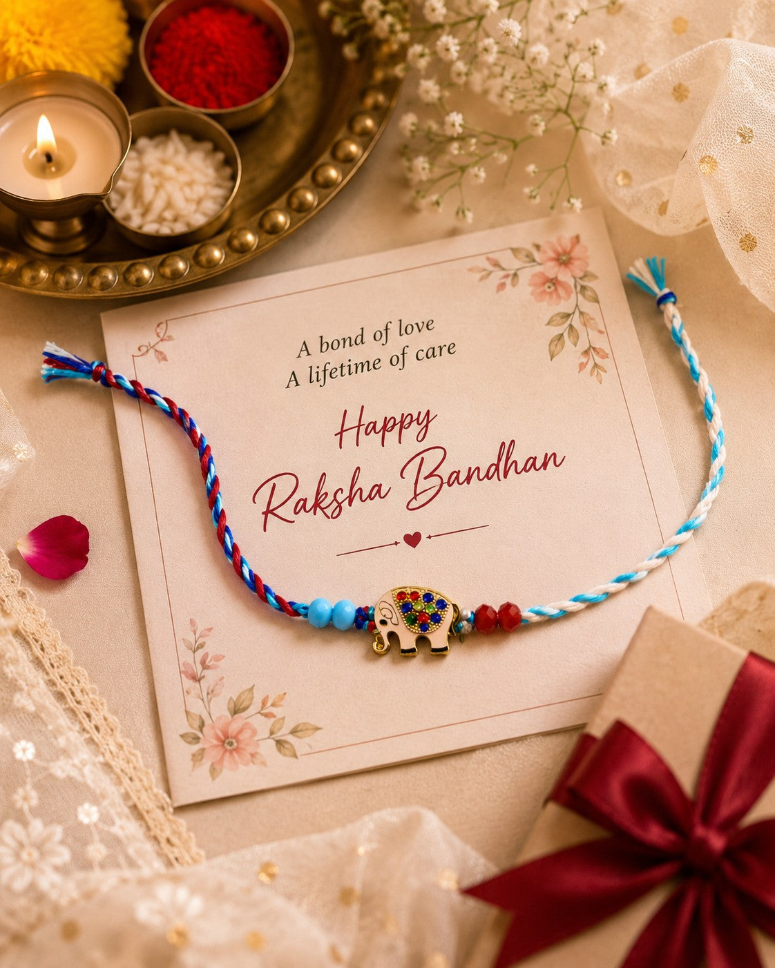 Butterfly & Elephant Kids Rakhi Set