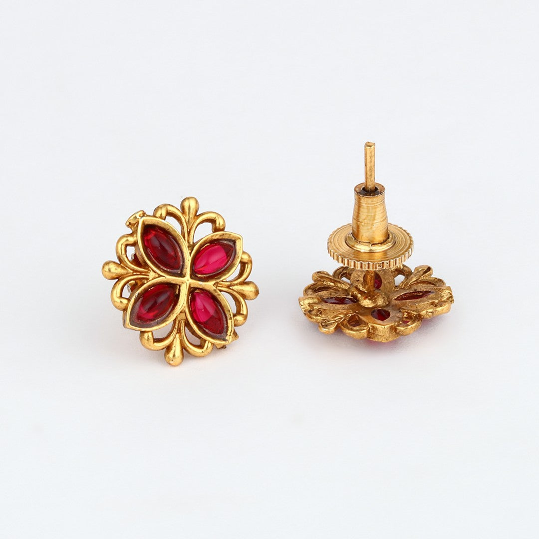 Gold plated floral Necklace set - Multi