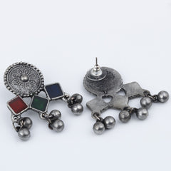 Silver Oxidised Finish Meenakari Jewellery Set for Navratri